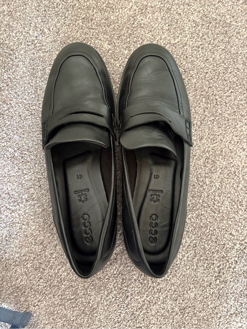 Ecco Women's Black Leather Penny Loafers